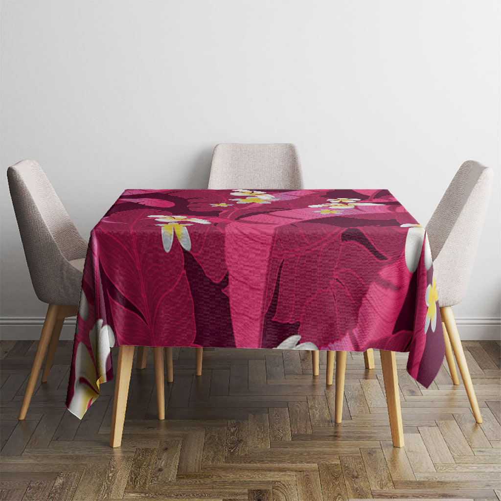 Pink Banana Leaf Hawaii Tablecloth Lau Maia Plumeria Tropical Summer Vibes LT14 - Polynesian Pride