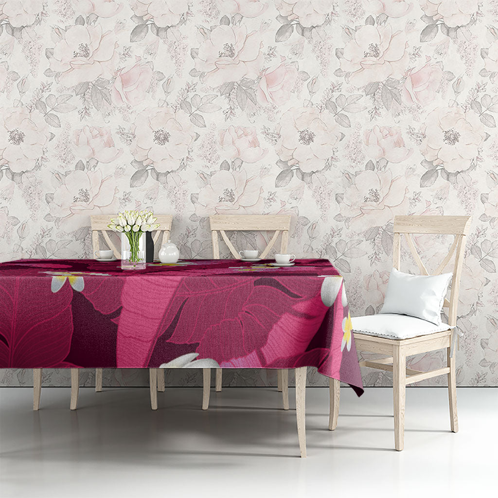 Pink Banana Leaf Hawaii Tablecloth Lau Maia Plumeria Tropical Summer Vibes LT14 - Polynesian Pride