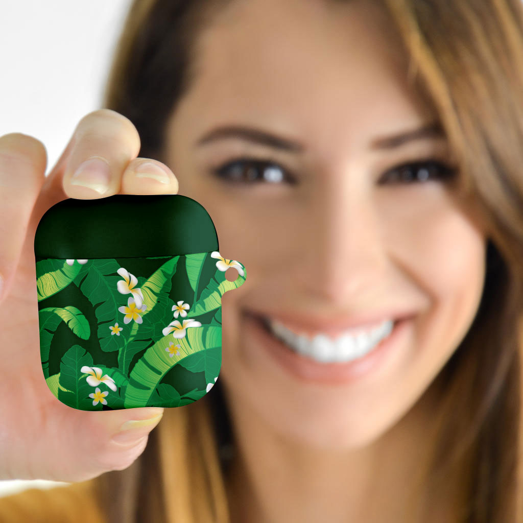 Green Banana Leaf Hawaii AirPods Case Lau Maia Plumeria Tropical Summer Vibes LT14 - Polynesian Pride