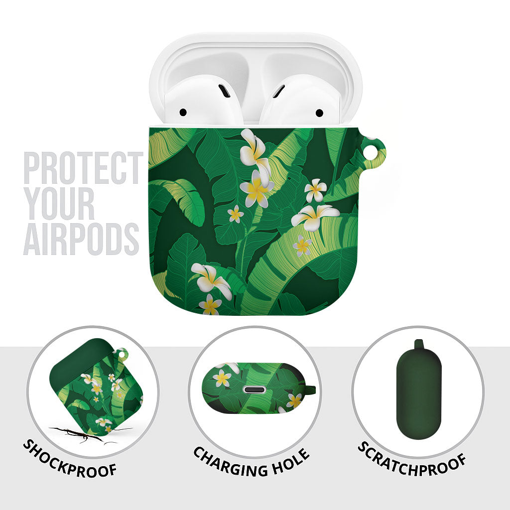 Green Banana Leaf Hawaii AirPods Case Lau Maia Plumeria Tropical Summer Vibes LT14 - Polynesian Pride