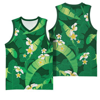 Green Banana Leaf Hawaii Basketball Jersey Lau Maia Plumeria Tropical Summer Vibes LT14 - Polynesian Pride