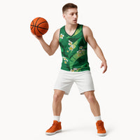 Green Banana Leaf Hawaii Basketball Jersey Lau Maia Plumeria Tropical Summer Vibes LT14 - Polynesian Pride