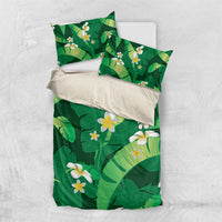 Green Banana Leaf Hawaii Bedding Set Lau Maia Plumeria Tropical Summer Vibes LT14 US Twin 172cm x 218cm Green - Polynesian Pride
