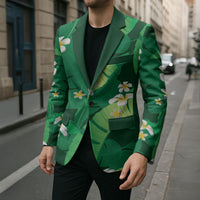 Green Banana Leaf Hawaii Blazer Lau Maia Plumeria Tropical Summer Vibes LT14 - Polynesian Pride