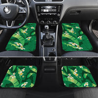 Green Banana Leaf Hawaii Car Mats Lau Maia Plumeria Tropical Summer Vibes LT14 Set 4pcs Green - Polynesian Pride