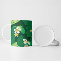 Green Banana Leaf Hawaii Ceramic Mug Lau Maia Plumeria Tropical Summer Vibes LT14 - Polynesian Pride