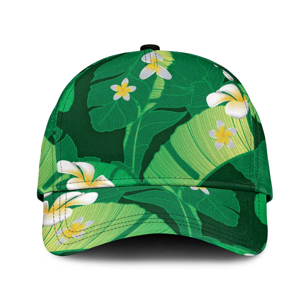 Green Banana Leaf Hawaii Classic Cap Lau Maia Plumeria Tropical Summer Vibes LT14 Universal Fit Green - Polynesian Pride