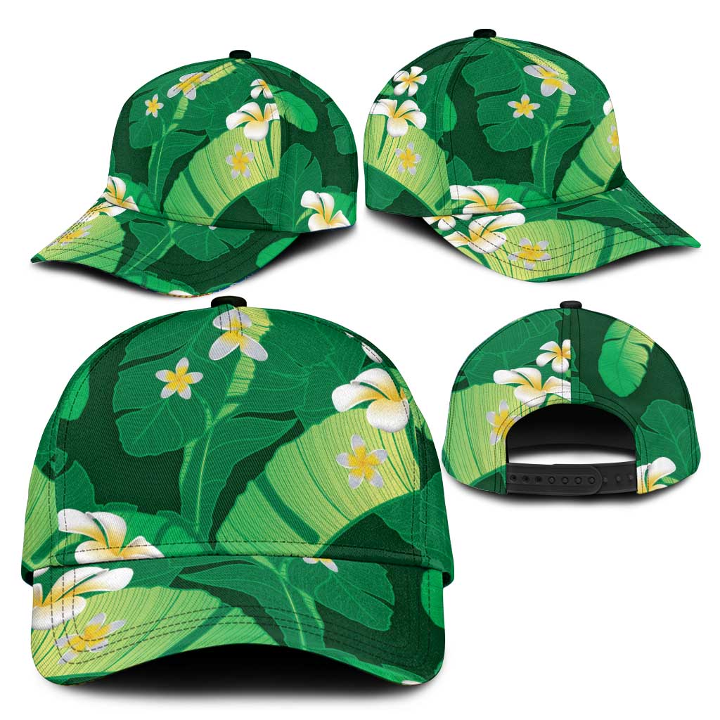 Green Banana Leaf Hawaii Classic Cap Lau Maia Plumeria Tropical Summer Vibes LT14 - Polynesian Pride