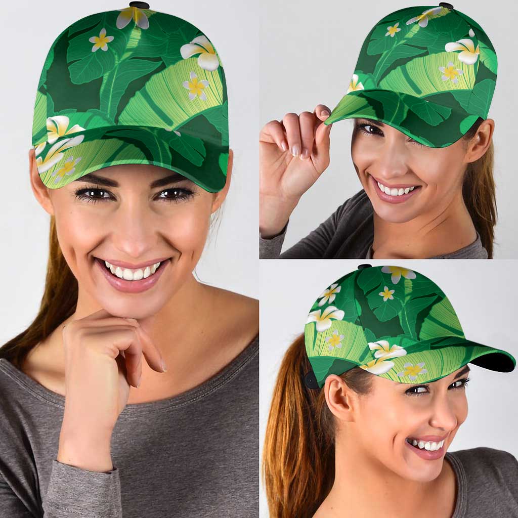 Green Banana Leaf Hawaii Classic Cap Lau Maia Plumeria Tropical Summer Vibes LT14 - Polynesian Pride