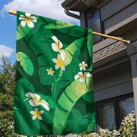 Green Banana Leaf Hawaii Garden Flag Lau Maia Plumeria Tropical Summer Vibes LT14 - Polynesian Pride