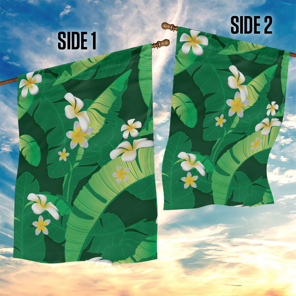 Green Banana Leaf Hawaii Garden Flag Lau Maia Plumeria Tropical Summer Vibes LT14 - Polynesian Pride