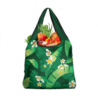 Green Banana Leaf Hawaii Grocery Bag Lau Maia Plumeria Tropical Summer Vibes LT14 1-pack One Size Green - Polynesian Pride