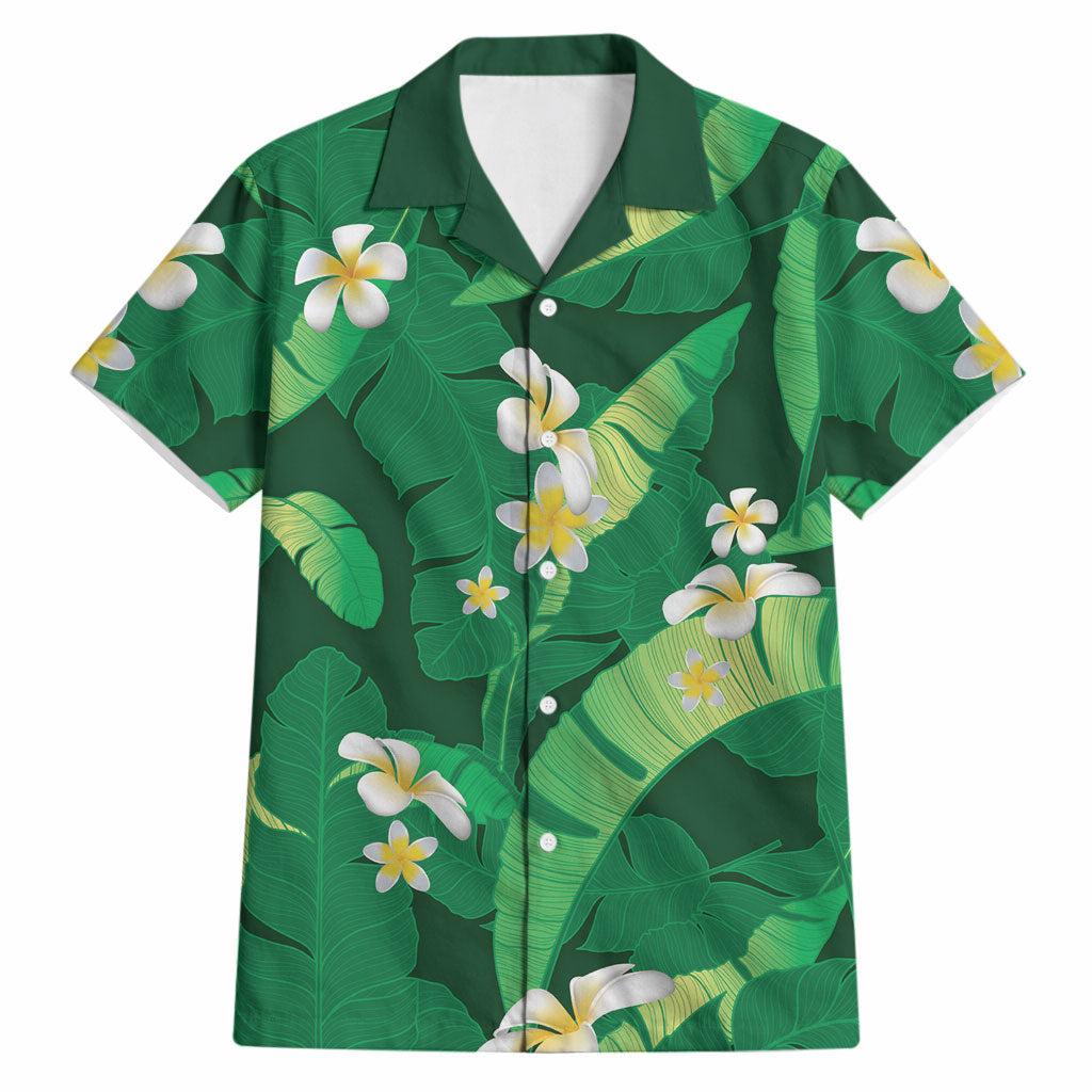 Green Banana Leaf Hawaii Hawaiian Shirt Lau Maia Plumeria Tropical Summer Vibes LT14 Green - Polynesian Pride