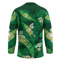 Green Banana Leaf Hawaii Hockey Jersey Lau Maia Plumeria Tropical Summer Vibes LT14 - Polynesian Pride