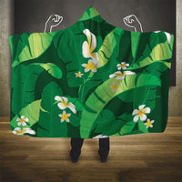 Green Banana Leaf Hawaii Hooded Blanket Lau Maia Plumeria Tropical Summer Vibes LT14 - Polynesian Pride