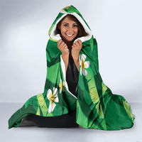 Green Banana Leaf Hawaii Hooded Blanket Lau Maia Plumeria Tropical Summer Vibes LT14 - Polynesian Pride