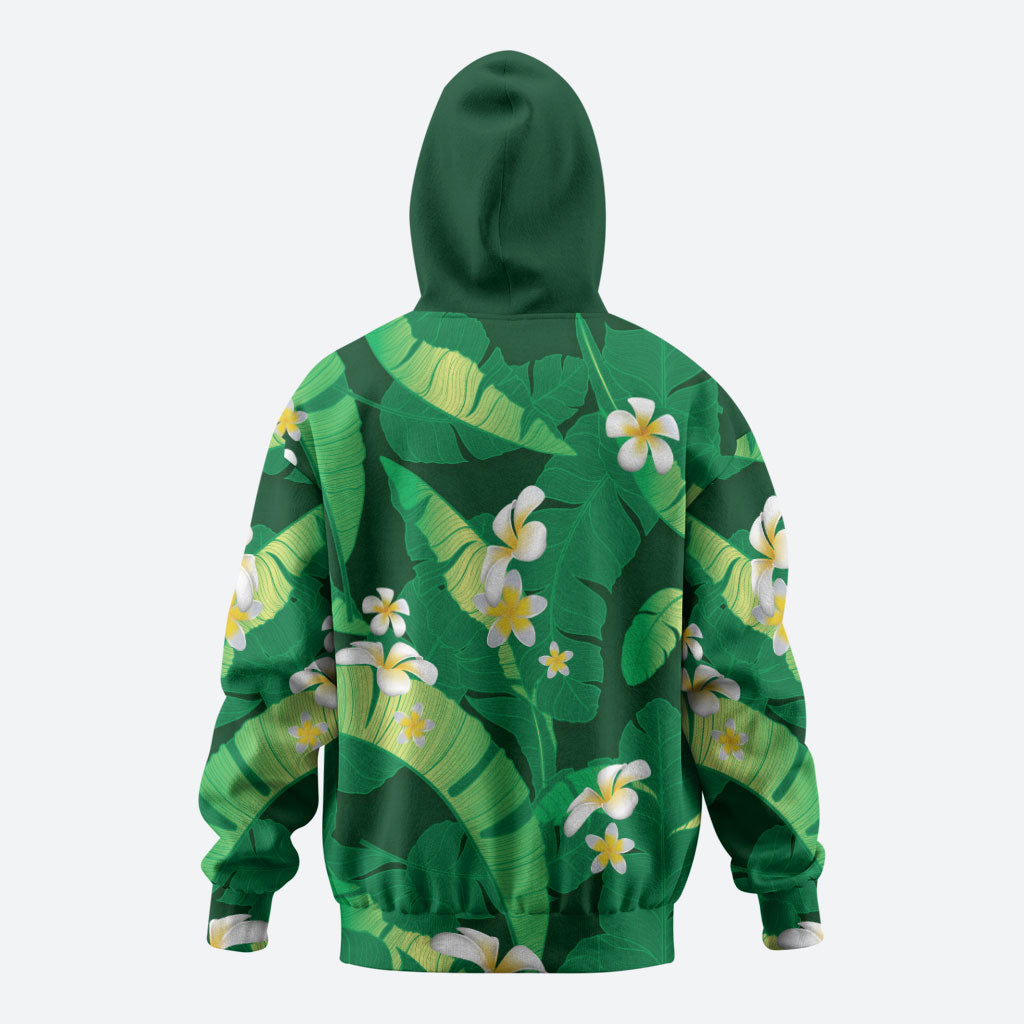 Green Banana Leaf Hawaii Hoodie Lau Maia Plumeria Tropical Summer Vibes LT14 - Polynesian Pride