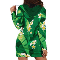 Green Banana Leaf Hawaii Hoodie Dress Lau Maia Plumeria Tropical Summer Vibes LT14 - Polynesian Pride