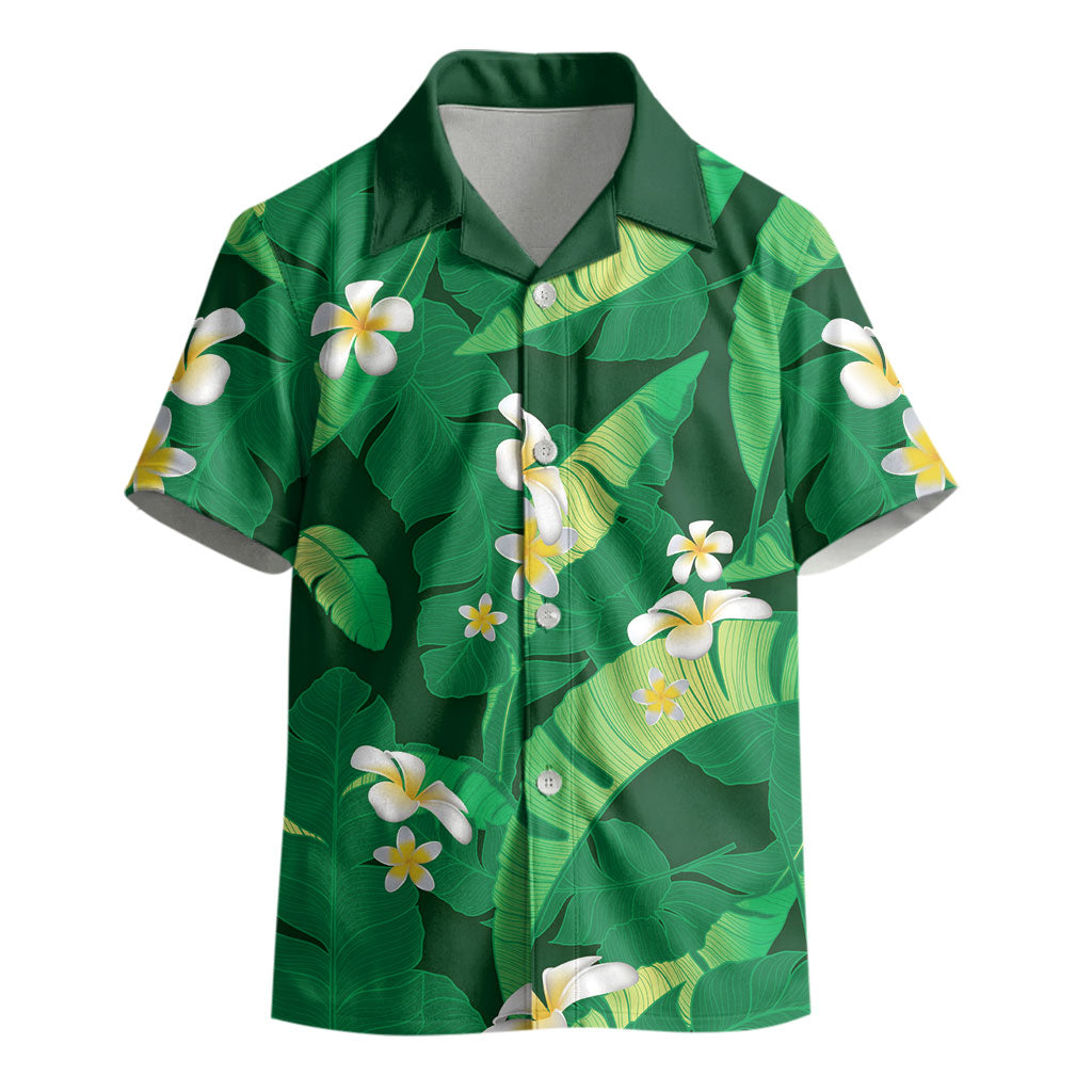Green Banana Leaf Hawaii Kid Hawaiian Shirt Lau Maia Plumeria Tropical Summer Vibes LT14 - Polynesian Pride