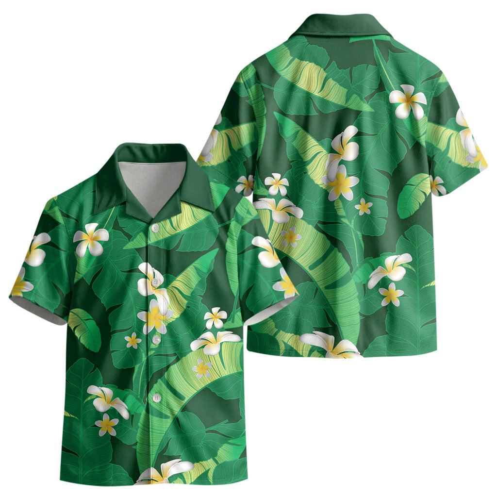 Green Banana Leaf Hawaii Kid Hawaiian Shirt Lau Maia Plumeria Tropical Summer Vibes LT14 - Polynesian Pride