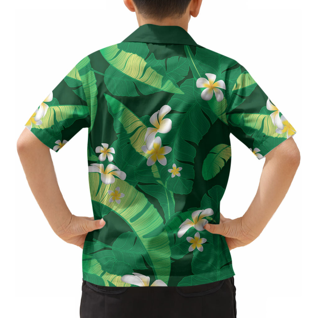 Green Banana Leaf Hawaii Kid Hawaiian Shirt Lau Maia Plumeria Tropical Summer Vibes LT14 - Polynesian Pride
