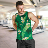 Green Banana Leaf Hawaii Men Tank Top Lau Maia Plumeria Tropical Summer Vibes LT14 Green - Polynesian Pride