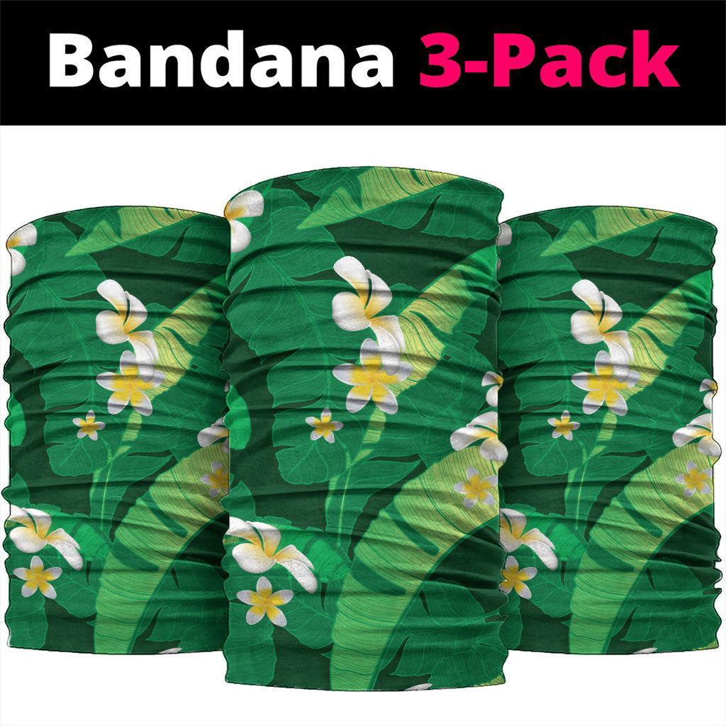 Green Banana Leaf Hawaii Neck Gaiter Lau Maia Plumeria Tropical Summer Vibes LT14 package One Size: 25*50cm Green - Polynesian Pride