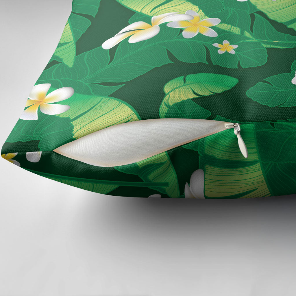 Green Banana Leaf Hawaii Pillow Cover Lau Maia Plumeria Tropical Summer Vibes LT14 - Polynesian Pride
