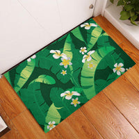 Green Banana Leaf Hawaii Rubber Doormat Lau Maia Plumeria Tropical Summer Vibes LT14 - Polynesian Pride
