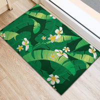 Green Banana Leaf Hawaii Rubber Doormat Lau Maia Plumeria Tropical Summer Vibes LT14 - Polynesian Pride