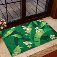 Green Banana Leaf Hawaii Rubber Doormat Lau Maia Plumeria Tropical Summer Vibes LT14 - Polynesian Pride