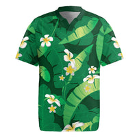 Green Banana Leaf Hawaii Rugby Jersey Lau Maia Plumeria Tropical Summer Vibes LT14 Green - Polynesian Pride