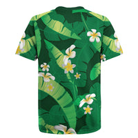 Green Banana Leaf Hawaii Rugby Jersey Lau Maia Plumeria Tropical Summer Vibes LT14 - Polynesian Pride