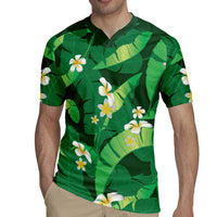 Green Banana Leaf Hawaii Rugby Jersey Lau Maia Plumeria Tropical Summer Vibes LT14 - Polynesian Pride