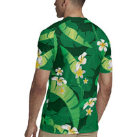 Green Banana Leaf Hawaii Rugby Jersey Lau Maia Plumeria Tropical Summer Vibes LT14 - Polynesian Pride