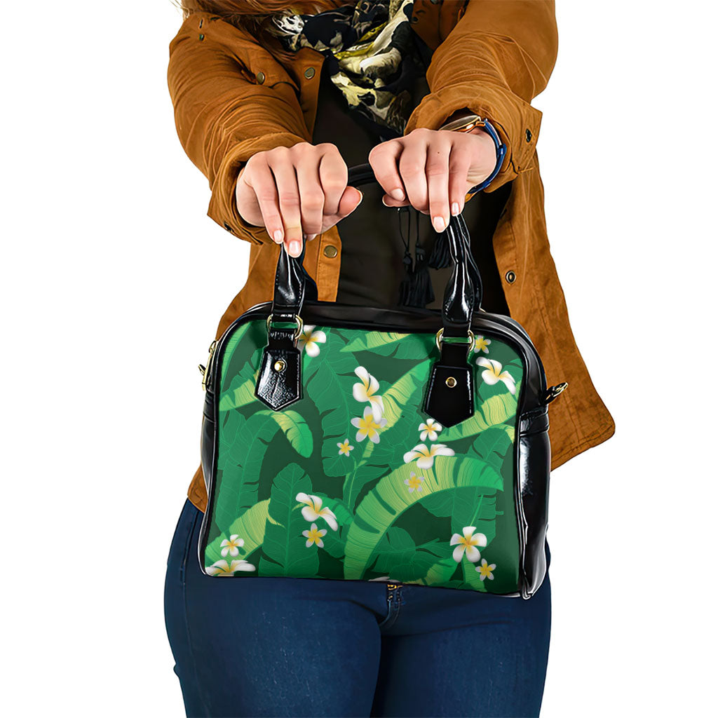 Green Banana Leaf Hawaii Shoulder Handbag Lau Maia Plumeria Tropical Summer Vibes LT14 One Size Green - Polynesian Pride