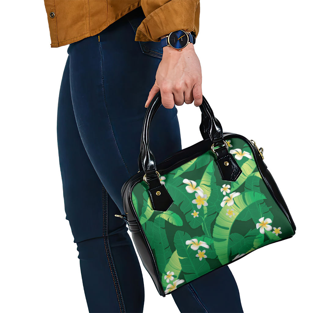 Green Banana Leaf Hawaii Shoulder Handbag Lau Maia Plumeria Tropical Summer Vibes LT14 - Polynesian Pride