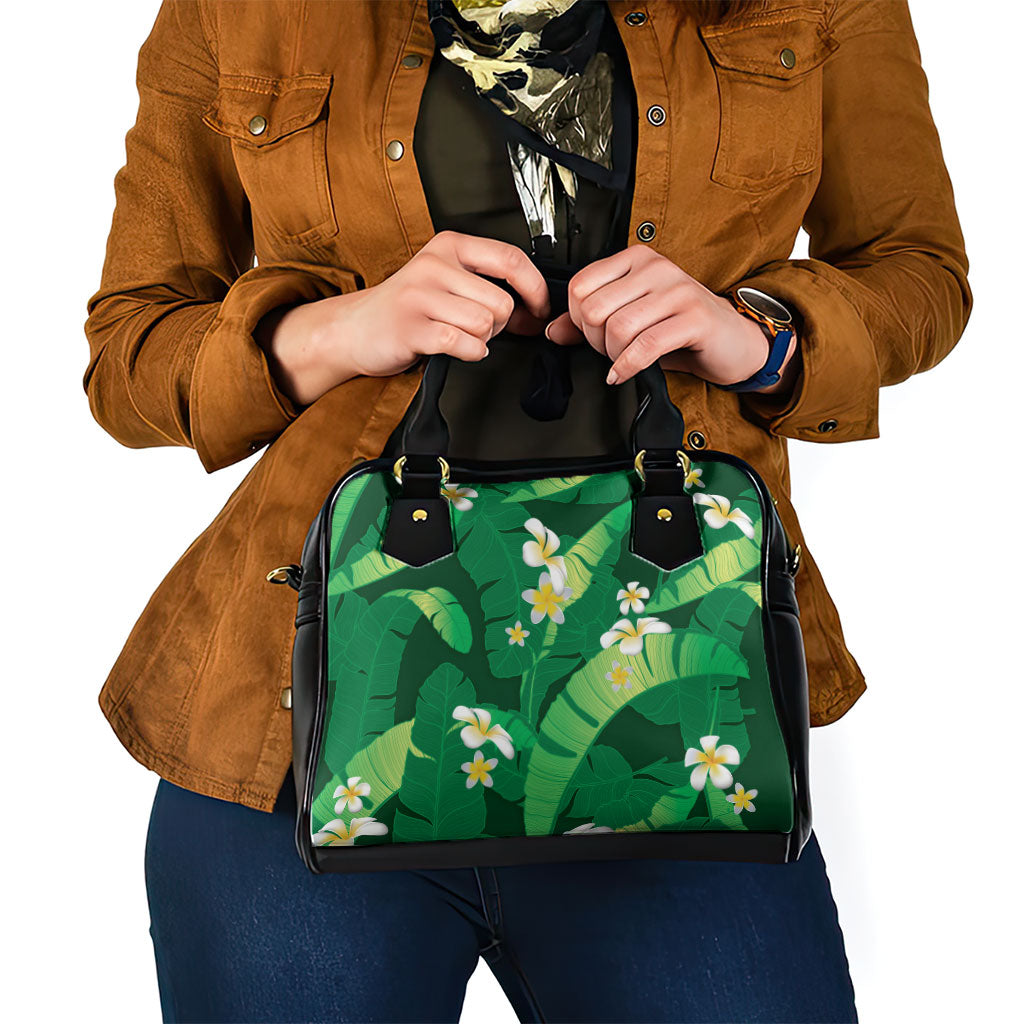 Green Banana Leaf Hawaii Shoulder Handbag Lau Maia Plumeria Tropical Summer Vibes LT14 - Polynesian Pride