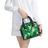 Green Banana Leaf Hawaii Shoulder Handbag Lau Maia Plumeria Tropical Summer Vibes LT14 - Polynesian Pride