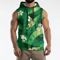 Green Banana Leaf Hawaii Sleeveless Hoodie Lau Maia Plumeria Tropical Summer Vibes LT14 - Polynesian Pride