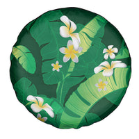 Green Banana Leaf Hawaii Spare Tire Cover Lau Maia Plumeria Tropical Summer Vibes LT14 - Polynesian Pride