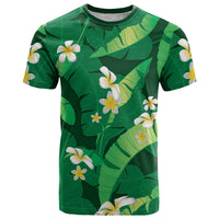 Green Banana Leaf Hawaii T Shirt Lau Maia Plumeria Tropical Summer Vibes LT14 Green - Polynesian Pride