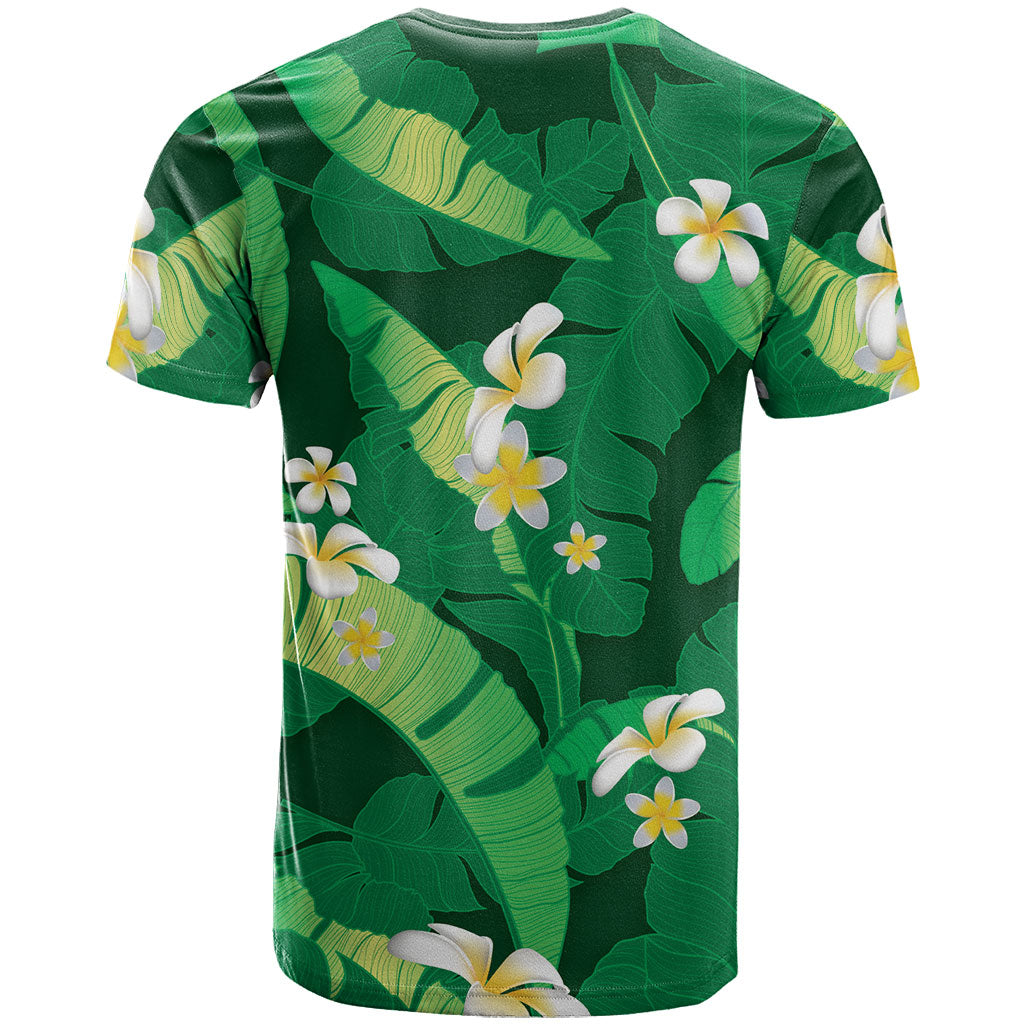 Green Banana Leaf Hawaii T Shirt Lau Maia Plumeria Tropical Summer Vibes LT14 - Polynesian Pride