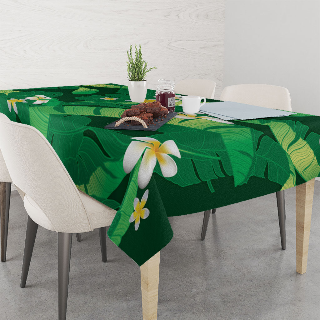 Green Banana Leaf Hawaii Tablecloth Lau Maia Plumeria Tropical Summer Vibes LT14 - Polynesian Pride