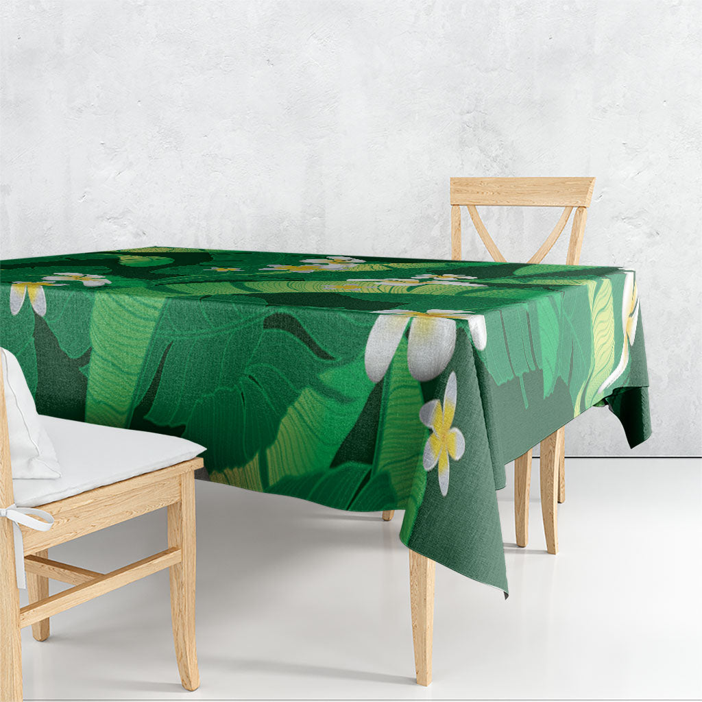 Green Banana Leaf Hawaii Tablecloth Lau Maia Plumeria Tropical Summer Vibes LT14 - Polynesian Pride