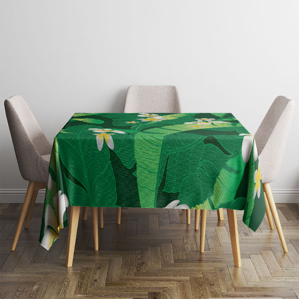 Green Banana Leaf Hawaii Tablecloth Lau Maia Plumeria Tropical Summer Vibes LT14 - Polynesian Pride