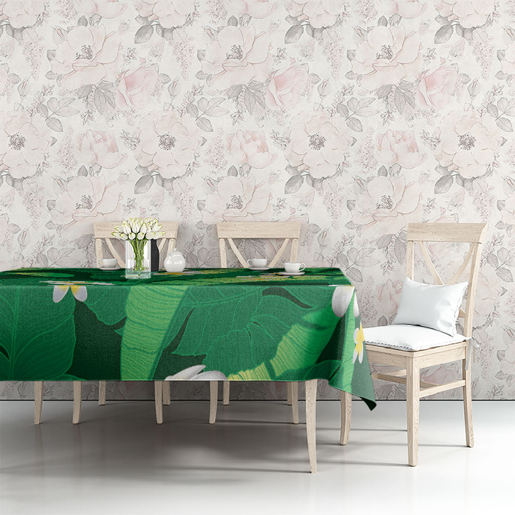 Green Banana Leaf Hawaii Tablecloth Lau Maia Plumeria Tropical Summer Vibes LT14 - Polynesian Pride