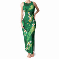 Green Banana Leaf Hawaii Tank Maxi Dress Lau Maia Plumeria Tropical Summer Vibes LT14 Women Green - Polynesian Pride