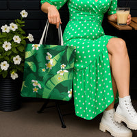Green Banana Leaf Hawaii Tote Bag Lau Maia Plumeria Tropical Summer Vibes LT14 - Polynesian Pride