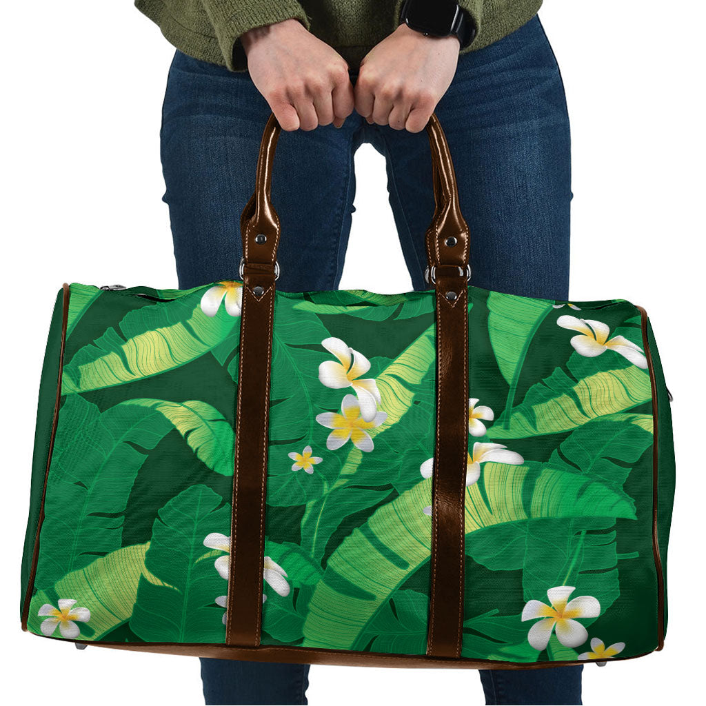 Green Banana Leaf Hawaii Travel Bag Lau Maia Plumeria Tropical Summer Vibes LT14 Green - Polynesian Pride